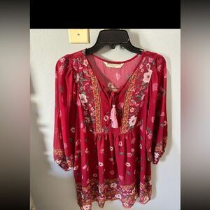 Wayward Fancies Boho Tassel Front Multicolor Dress Size Large